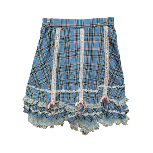 BodyLine Japan Lolita Blue Plaid Layered Skirt Size F (see Measurements) w/flaws - Picture 1 of 7